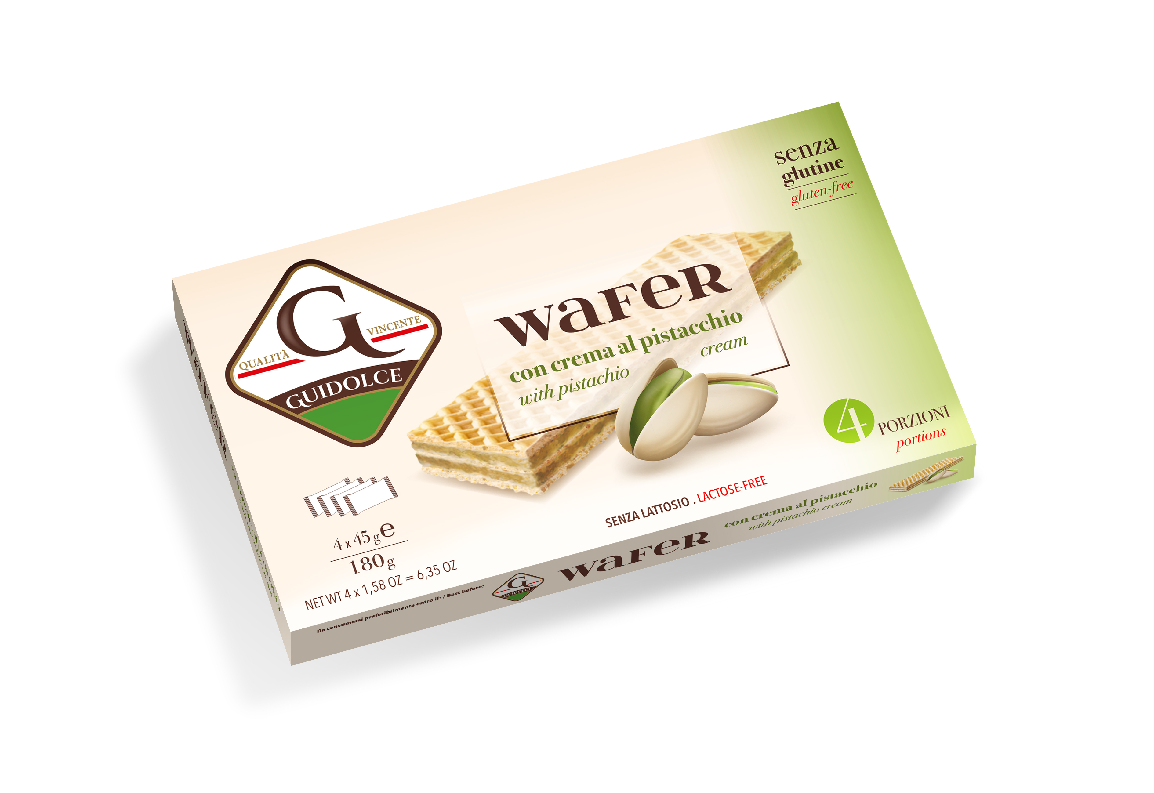Wafer Senza Glutine con Crema al Pistacchio - Guidolce