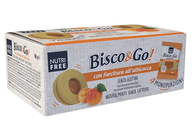 Biscotti Farciti Senza Glutine Bisco&Go! All'Albicocca (4x40g) - Nutrifree
