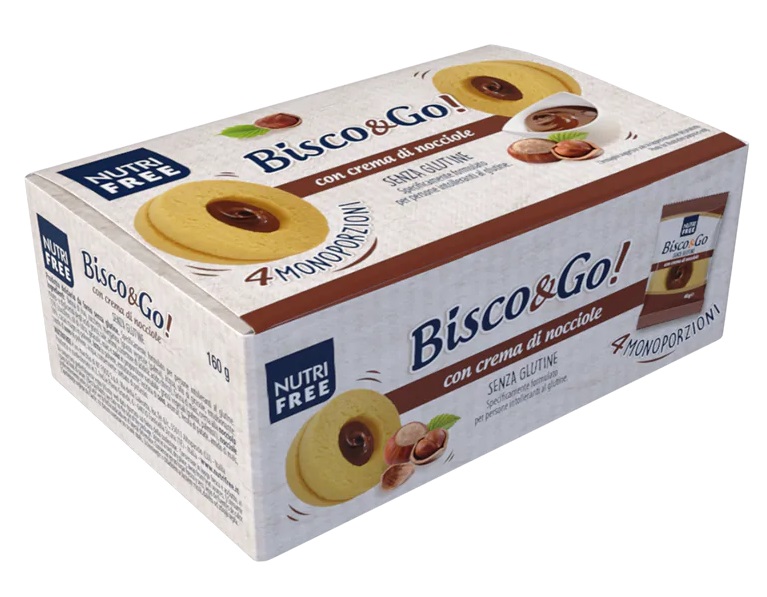 Biscotti Farciti Senza Glutine Bisco&Go! Crema di Nocciole (4x40g) - Nutrifree