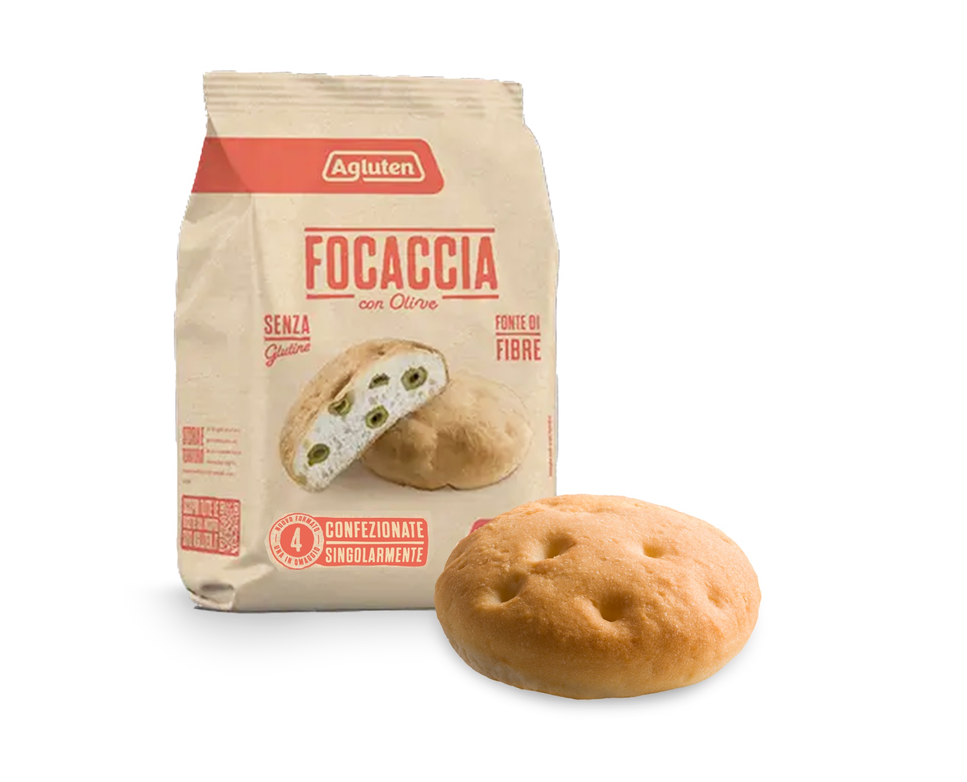 Focaccia con Olive 200g  (4 x 50g) - Agluten 