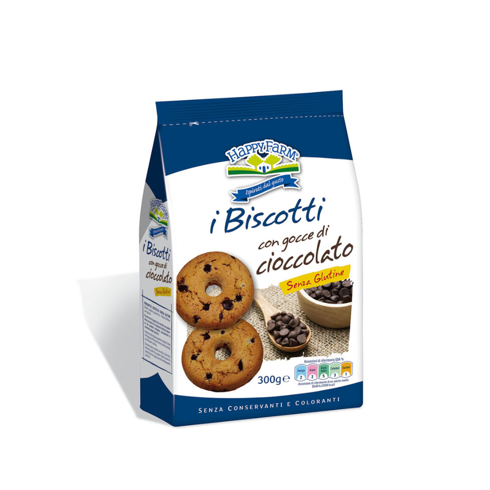 Biscotti con Gocce di Cioccolato Senza Glutine - Happy Farm