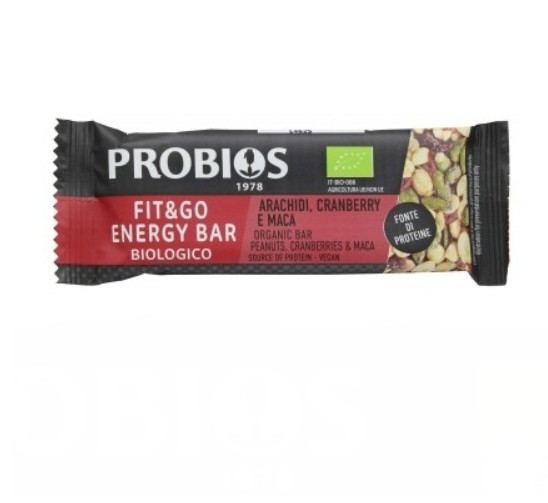 Barretta Fit&Go Energy Arachidi, Cranberries E Maca Senza Glutine - Probios