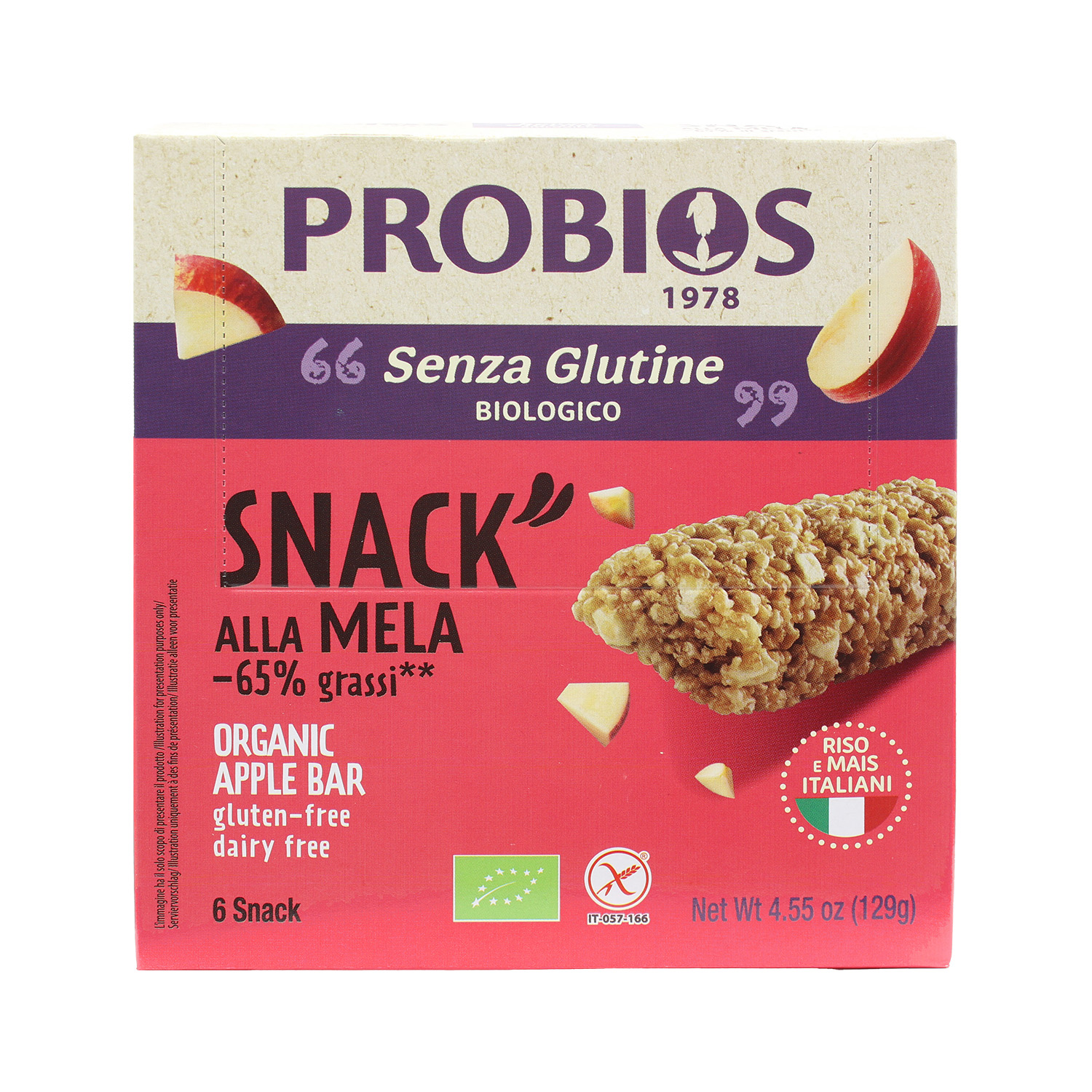Snack di Riso alla Mela Senza Glutine - Probios