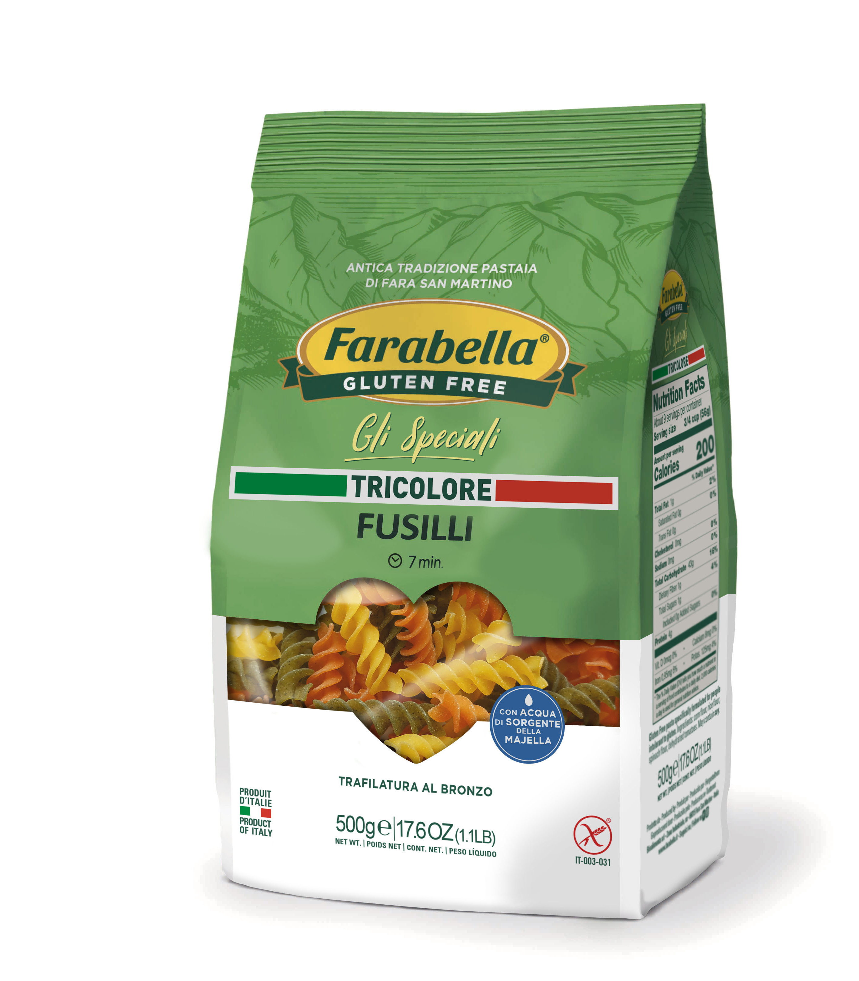 Fusilli Tricolore Senza Glutine - Pasta Farabella