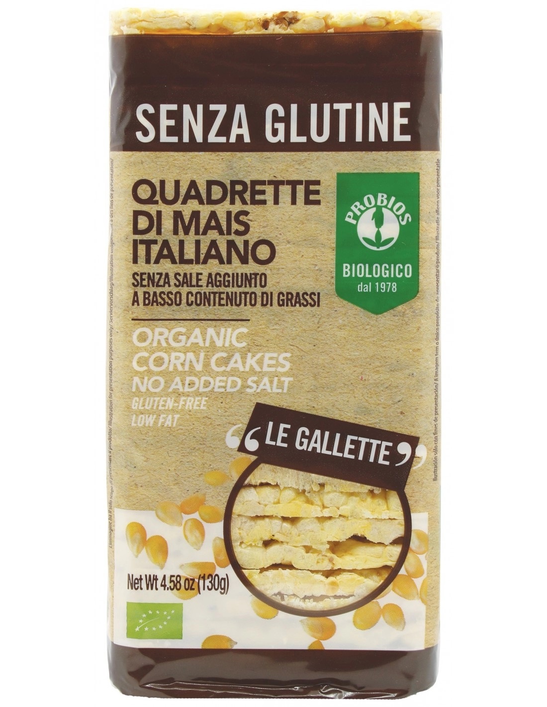 Gallette Quadrette di Mais Senza Sale e Senza Glutine - Probios