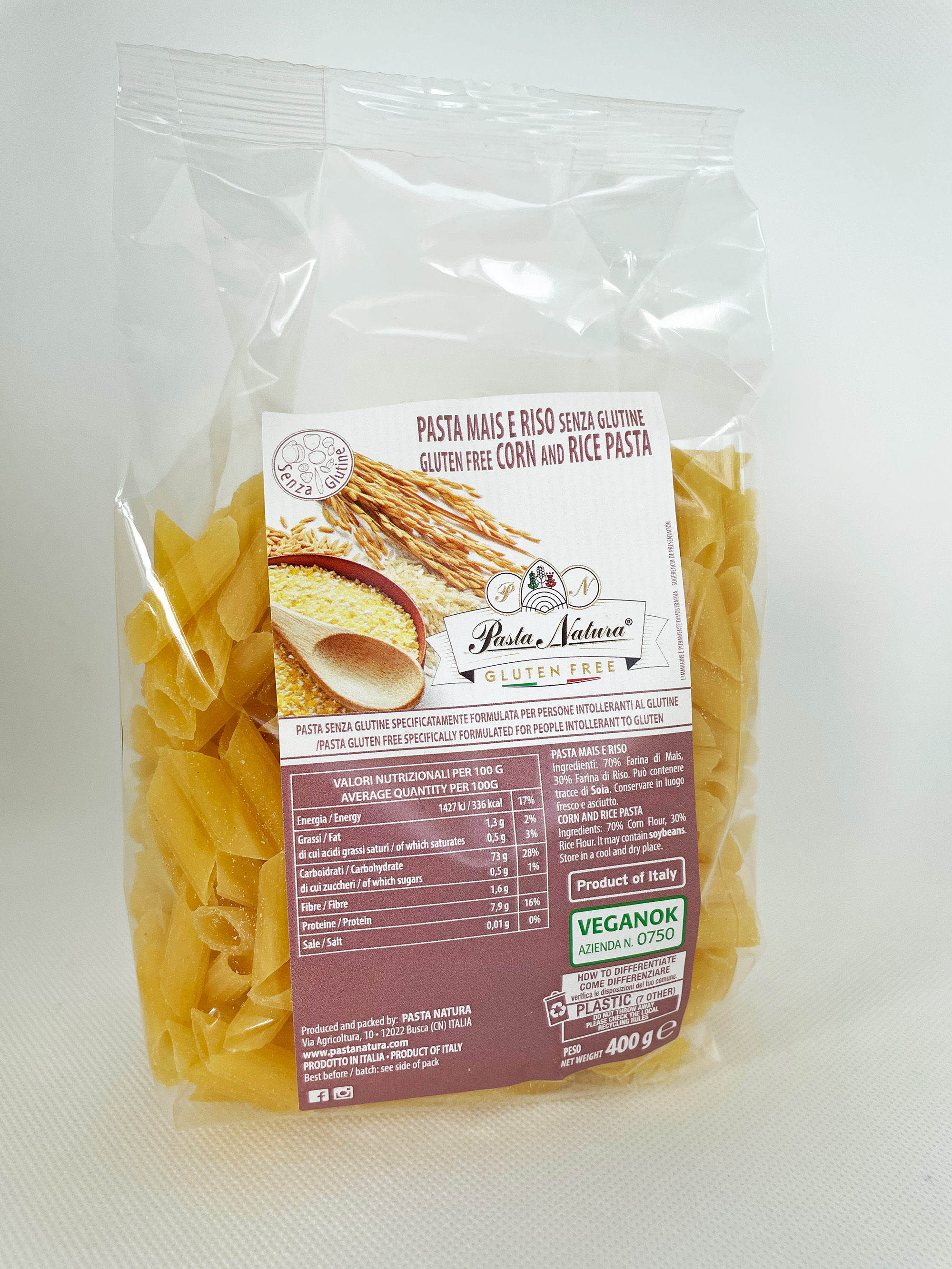 Mezze Penne Senza Glutine di Mais e Riso - Pasta Natura