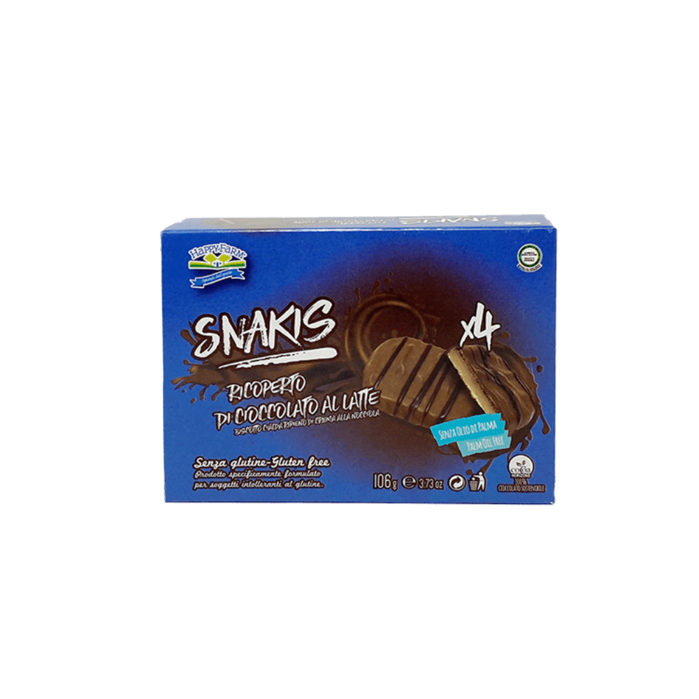 Snakis Ricoperto di Cioccolato al Latte Senza Glutine - Happy Farm