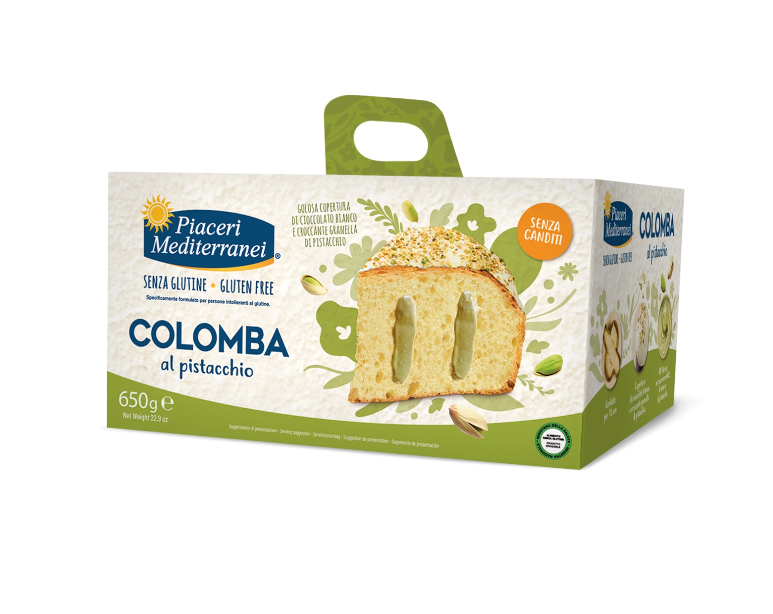 Colomba con crema al Pistacchio senza glutine - Piaceri Mediterranei