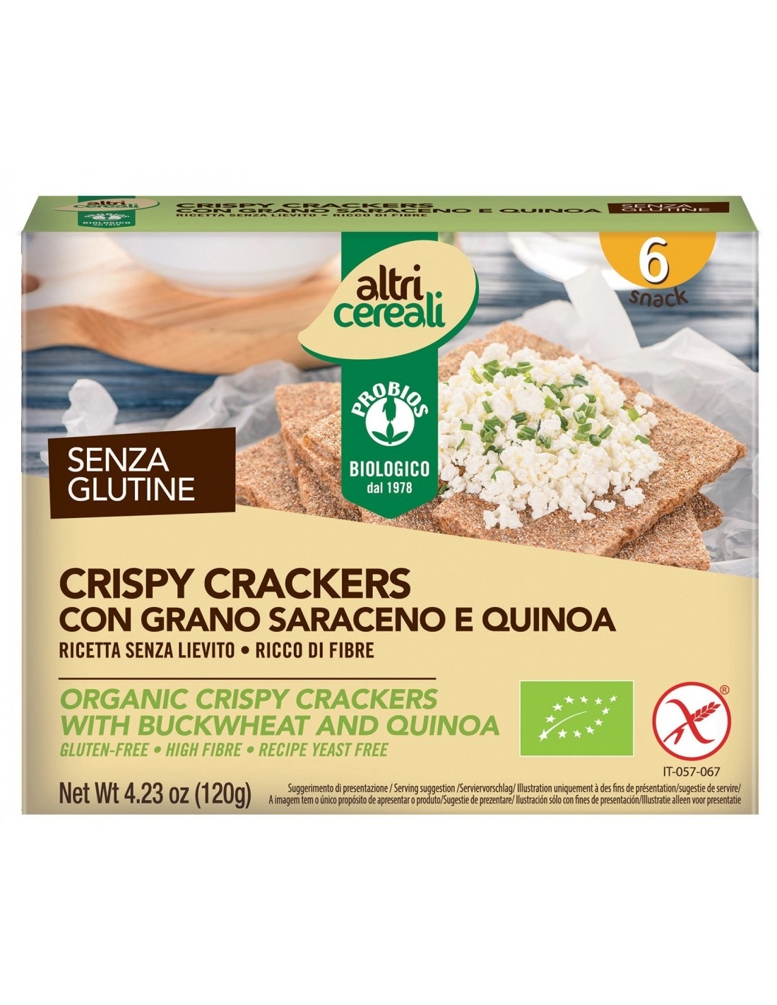 Crackers Crispy con Grano Saraceno e Quinoa Senza Glutine - Probios