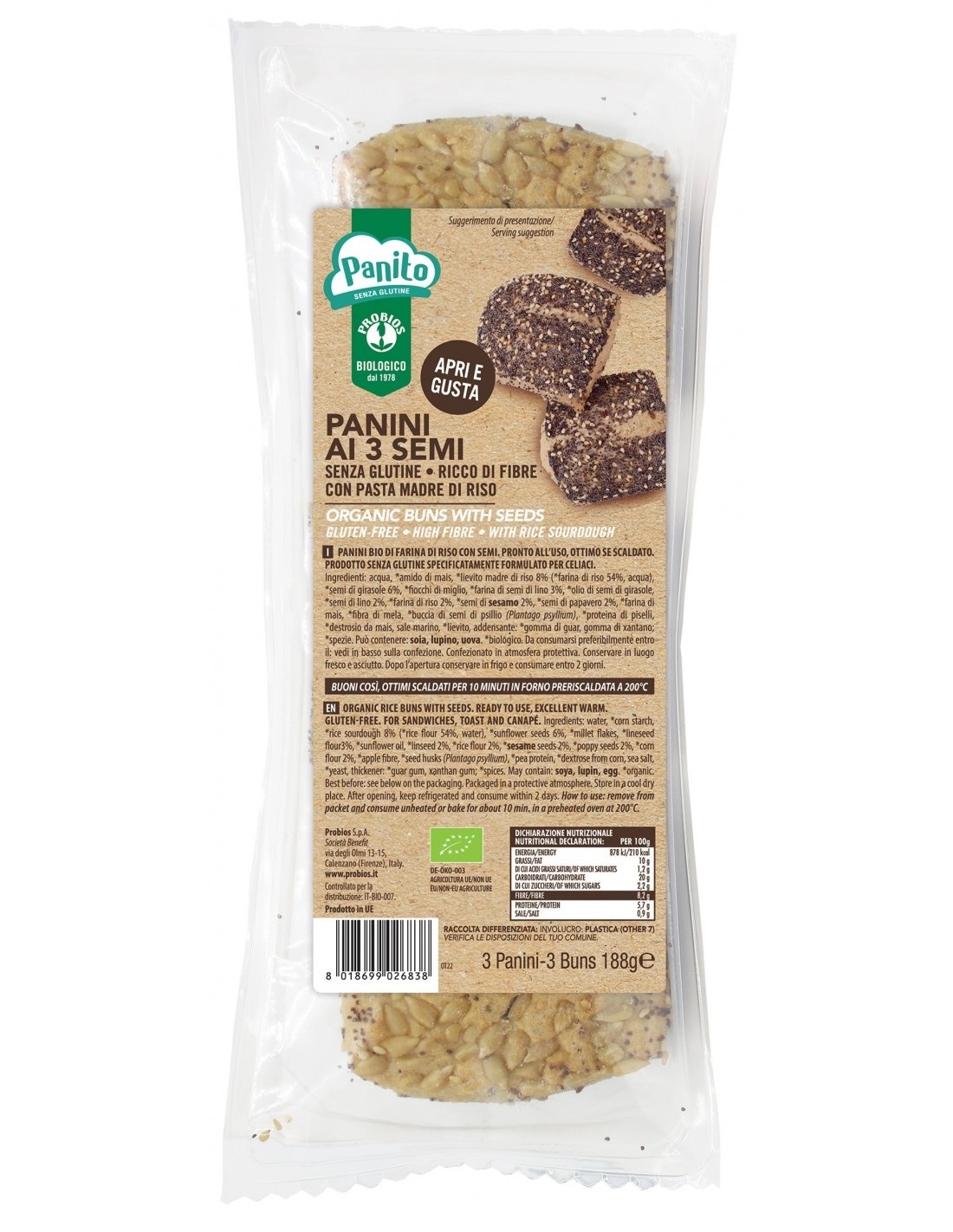 Panini ai 3 Semi Senza Glutine - Probios