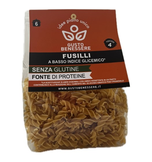 PASTA A BASSO IG S/GLUTINE FUSILLI 4 porzioni - Gusto Benessere