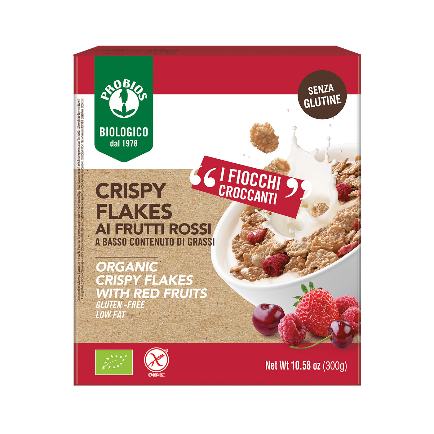 Cereali Crispy Flakes ai Frutti Rossi Senza Glutine - Probios