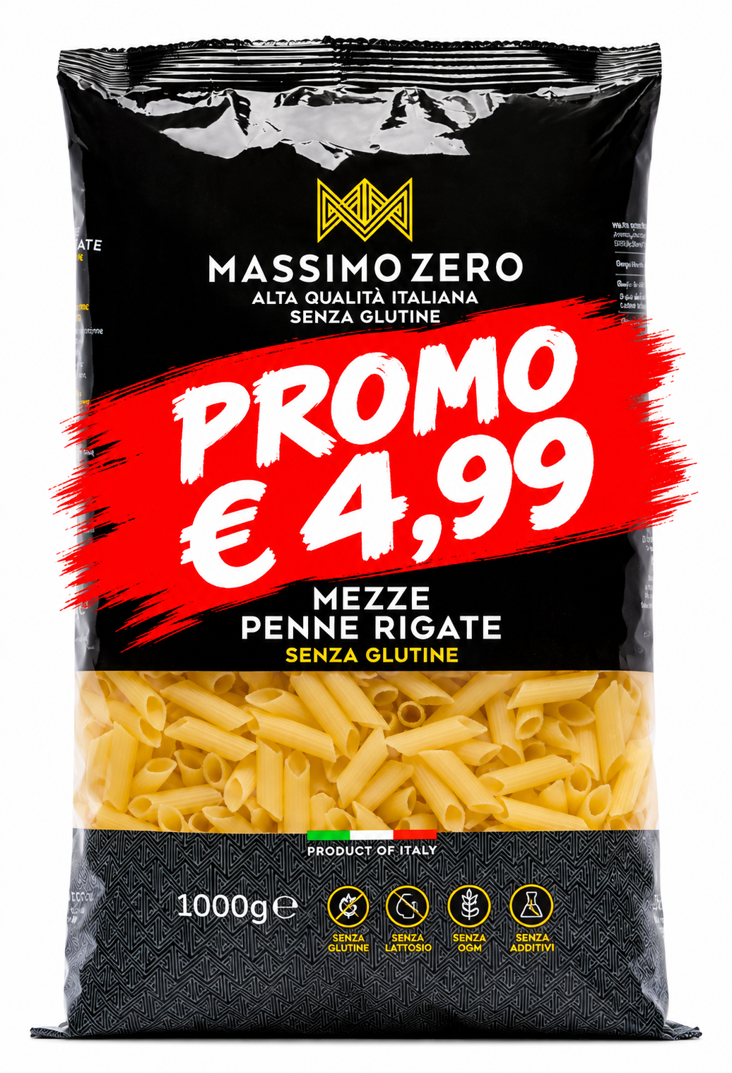 Mezze Penne Rigate 1kg Senza Glutine - Massimo Zero
