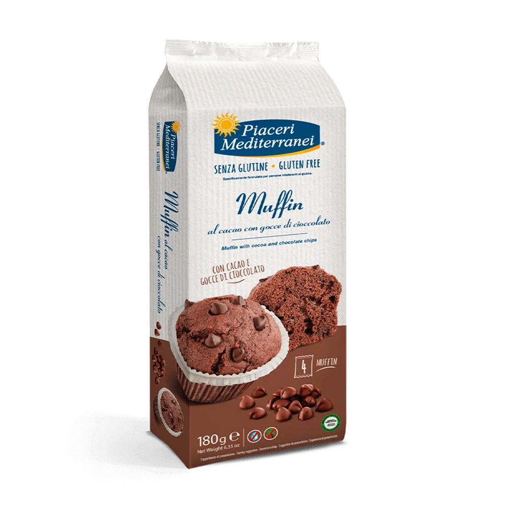 Muffin Cacao e Gocce di Cioccolato Senza Glutine - Piaceri Mediterranei