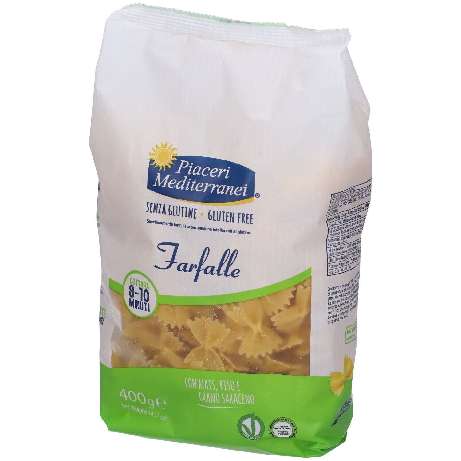 Farfalle 3 farine Senza Glutine 400g - Piaceri Mediterranei