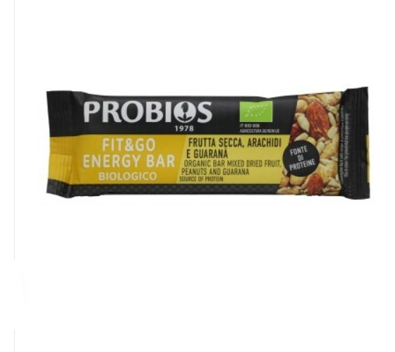 Barretta Fit&Go Energy Frutta Secca, Arachidi E Guaranà Senza Glutine - Probios