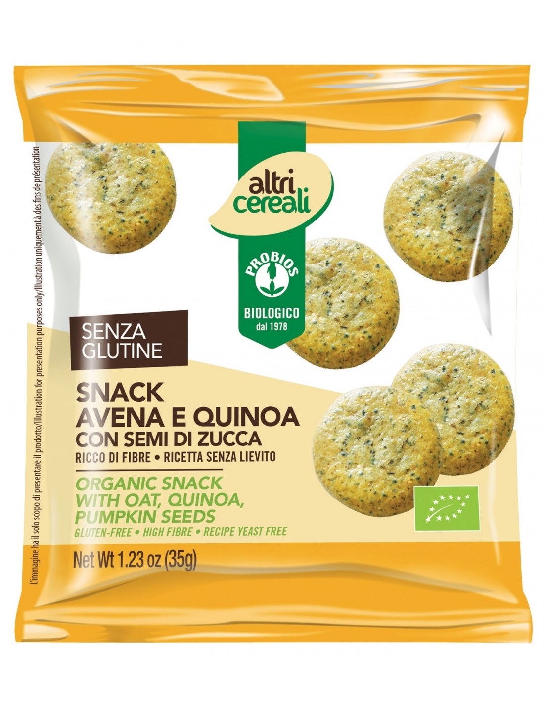 Snack Avena e Quinoa con Semi di Zucca Senza Glutine - Probios