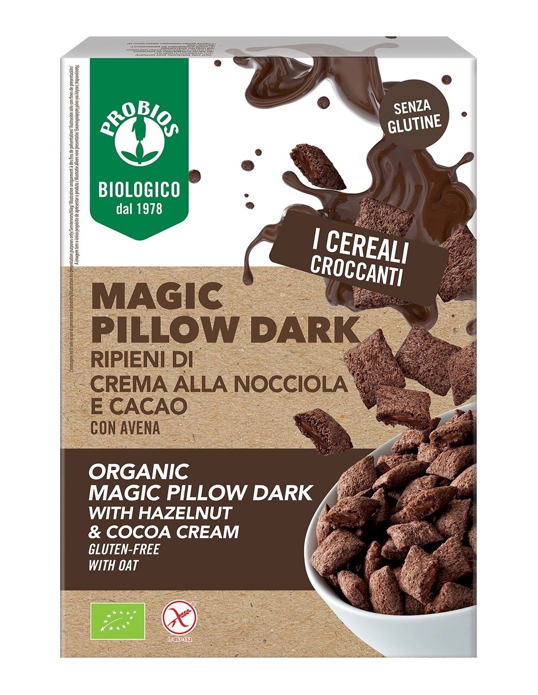 Cereali Magic Pillow Dark con Crema al Cacao Senza Glutine - Probios