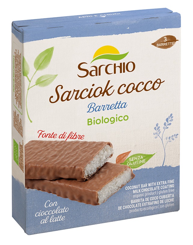 Barrette Sarciok Senza Glutine al Cocco e Cioccolato al Latte - Sarchio