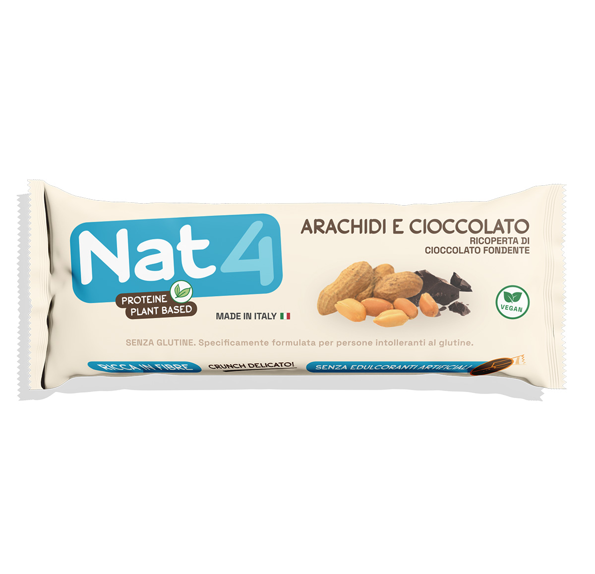Barretta Arachidi e Cioccolato Fondente Senza Glutine - Nat4