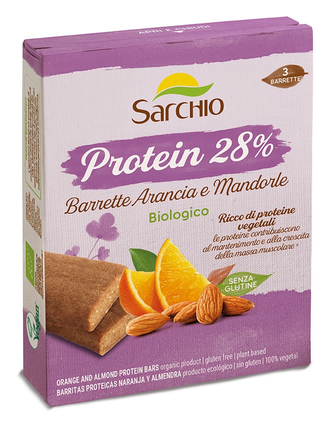 Barrette Protein Senza Glutine con Arancia e Mandorle - Sarchio