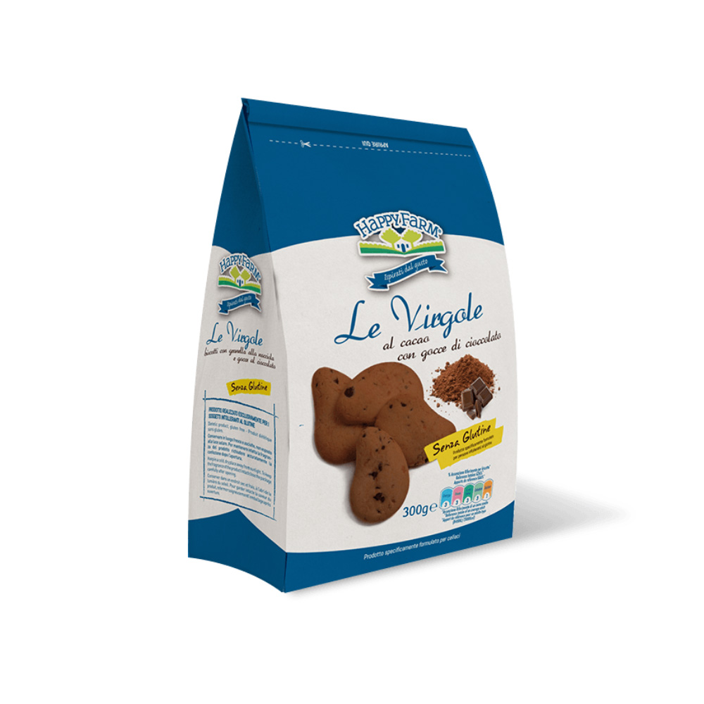 Virgole al Cacao e Gocce di Cioccolato Senza Glutine - Happy Farm