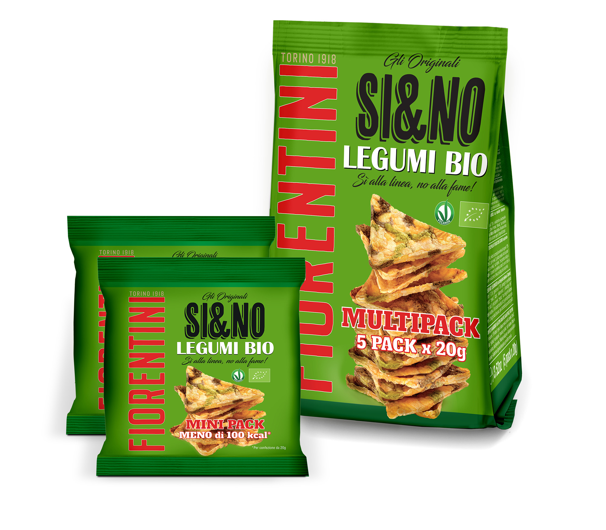 BIO Si&No Triangolini Legumi Senza Glutine Multipack (5x20g) - Fiorentini