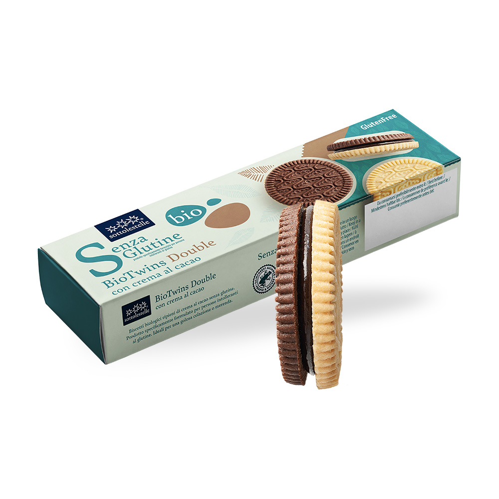 BioTwins Double con Crema al Cacao Senza Glutine - Sottolestelle