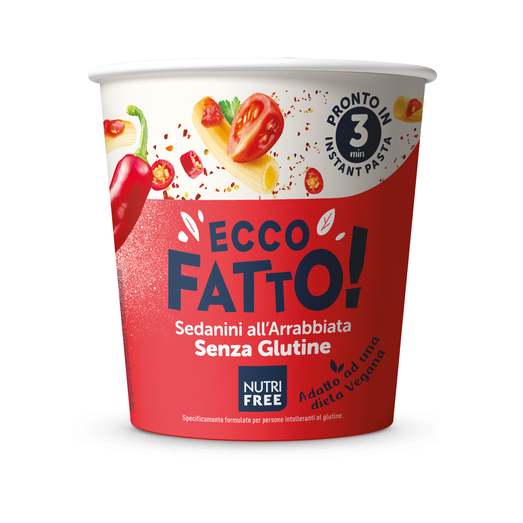 Pasta Pronta Senza Glutine Sedanini all'Arrabbiata Ecco Fatto - Nutrifree