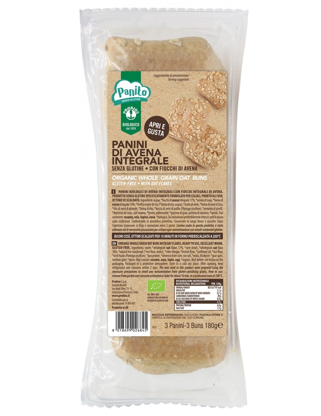 Panini Senza Glutine di Avena Integrale - Probios