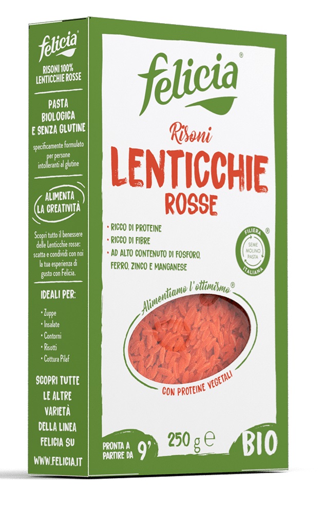 Risoni di Lenticchie Rosse Senza Glutine - Pasta Felicia