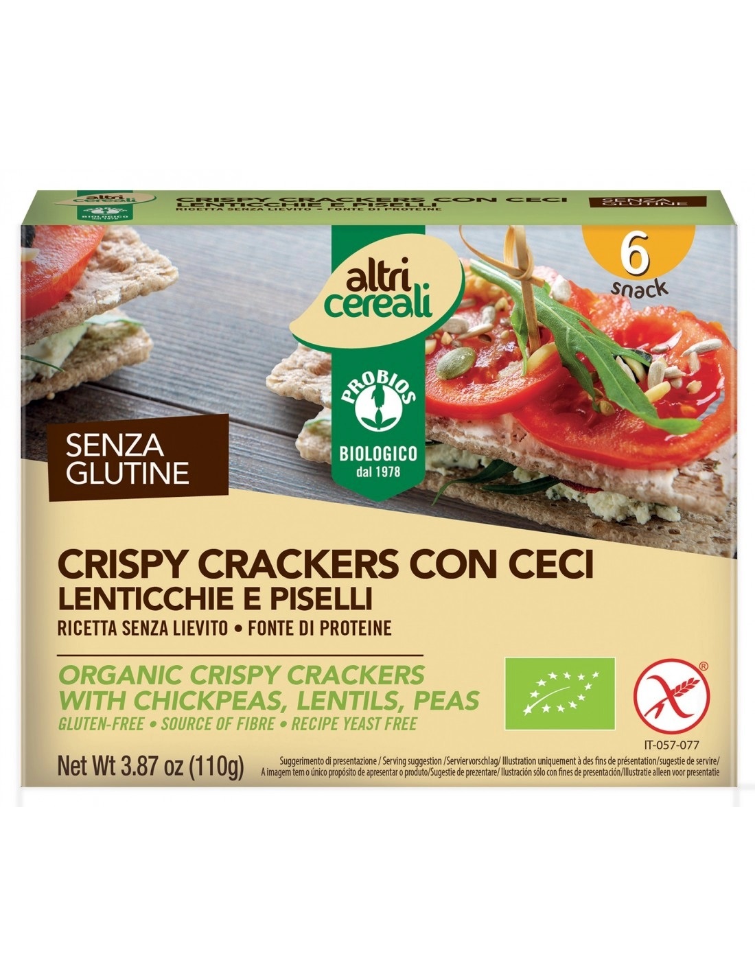 Crackers Crispy con Ceci Lenticchie e Piselli Senza Glutine - Probios